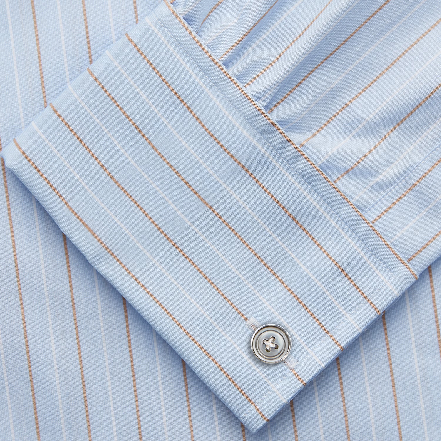 View 3 of product Beige Stripe Regular Fit Shirt with T&A Collar and Double Cuffs