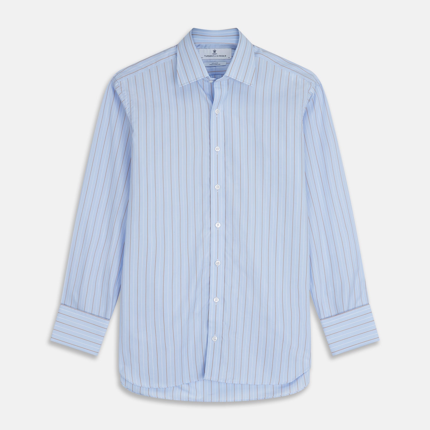 View 1 of product Beige Stripe Regular Fit Shirt with T&A Collar and Double Cuffs