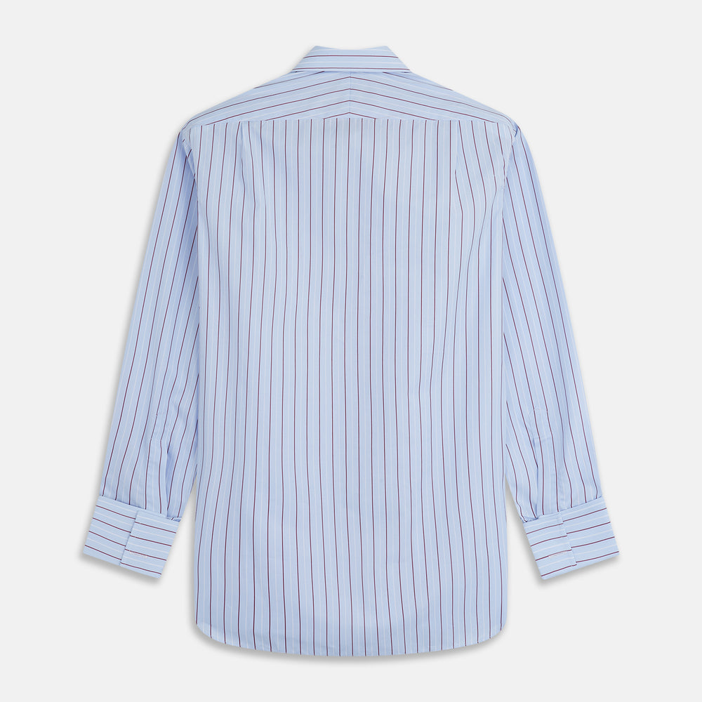 Burgundy Stripe Regular Fit Shirt with T&A Collar and Double Cuffs
