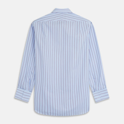 Burgundy Stripe Regular Fit Shirt with T&A Collar and Double Cuffs Image 4