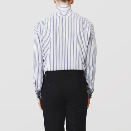 Navy Stripe Regular Fit Shirt With T&A Collar and Square Double Cuffs Image 2