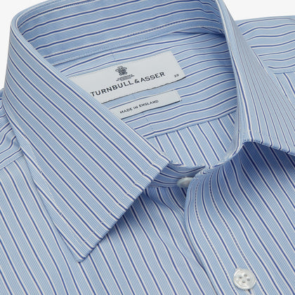 Blue Stripe Shirt with T&A Collar and 3-Button Cuffs Image 3