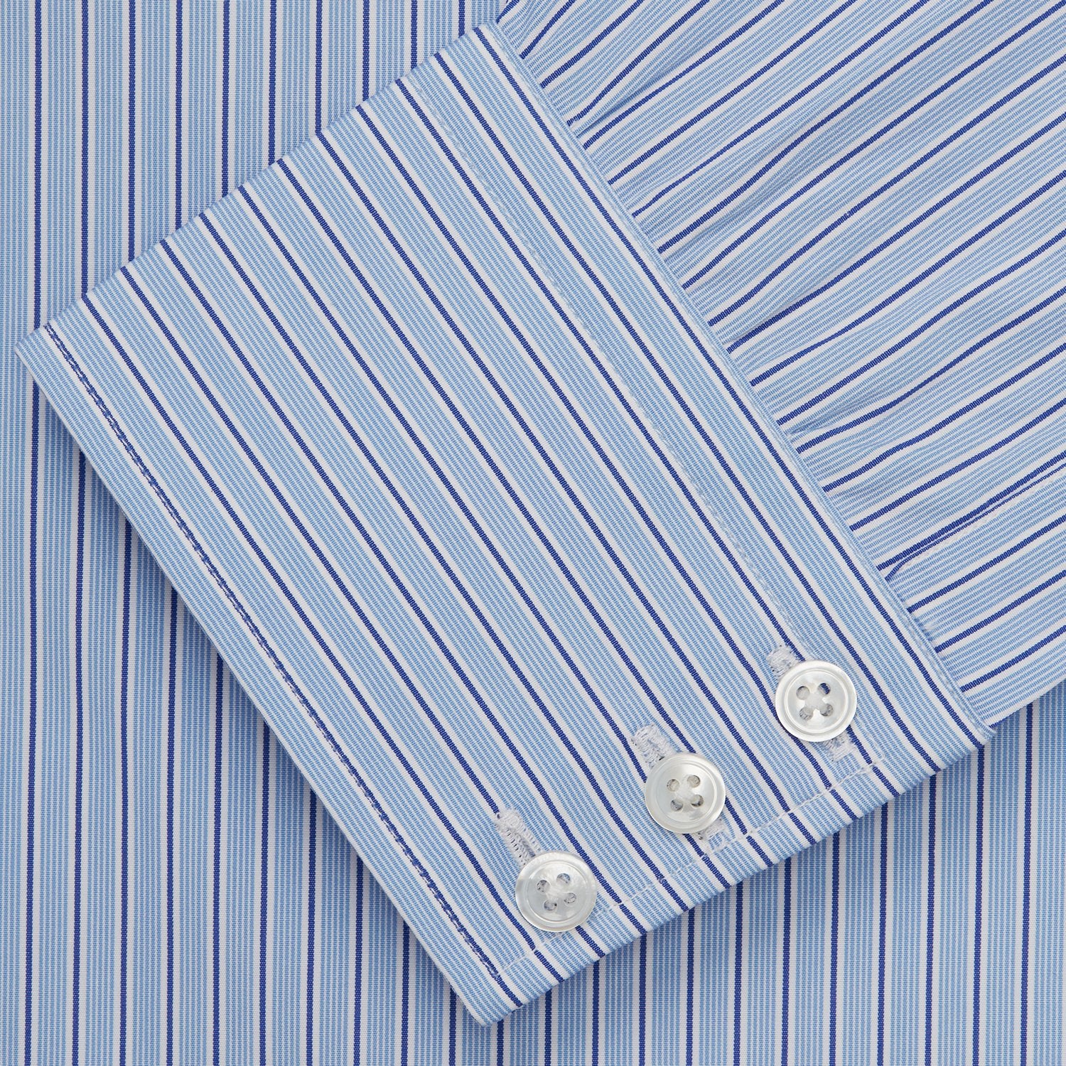 View 5 of product Blue Stripe Shirt with T&A Collar and 3-Button Cuffs