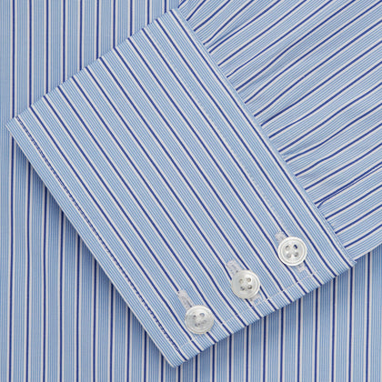 Blue Stripe Shirt with T&A Collar and 3-Button Cuffs Image 4