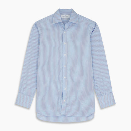 Blue Stripe Shirt with T&A Collar and 3-Button Cuffs Image 6