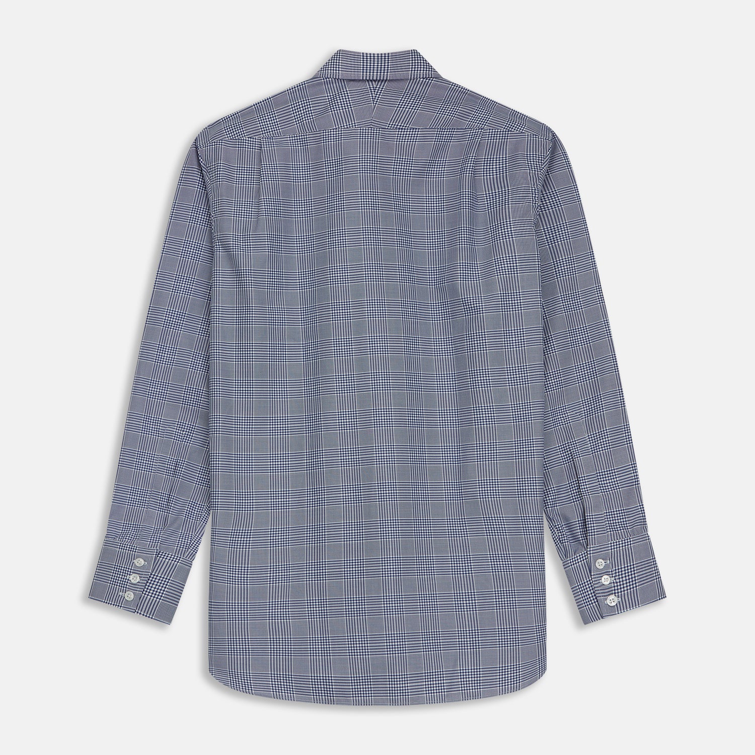 View 6 of product Navy Check Shirt with T&A Collar and 3-Button Cuffs