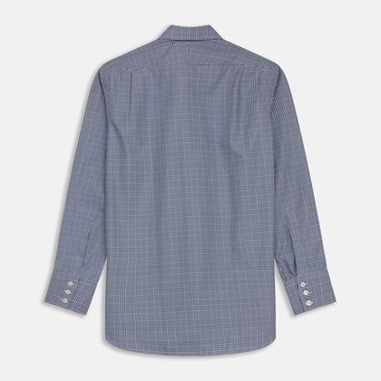 Navy Check Shirt with T&A Collar and 3-Button Cuffs Image 5