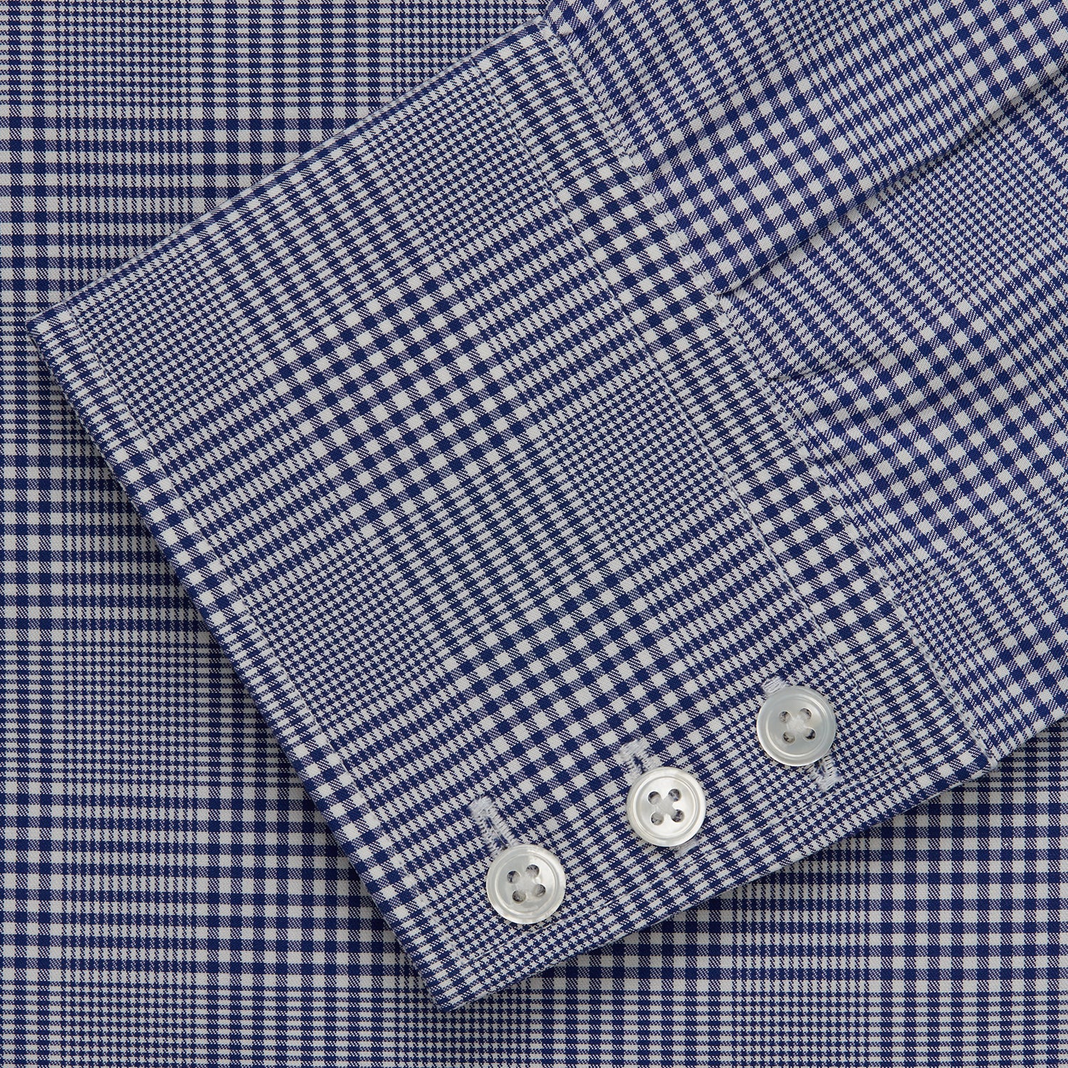 View 5 of product Navy Check Shirt with T&A Collar and 3-Button Cuffs