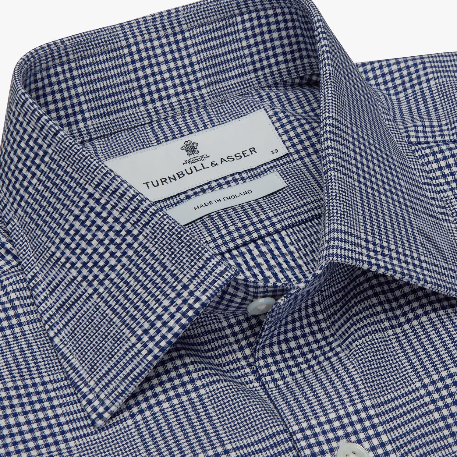 View 4 of product Navy Check Shirt with T&A Collar and 3-Button Cuffs