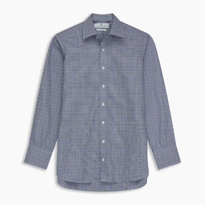 Navy Check Shirt with T&A Collar and 3-Button Cuffs Image 6
