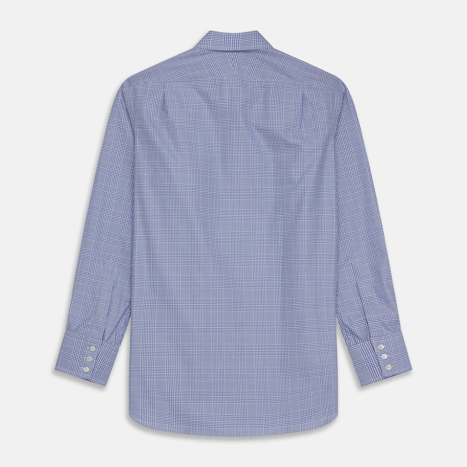 View 6 of product Blue Check Shirt with T&A Collar and 3-Button Cuffs