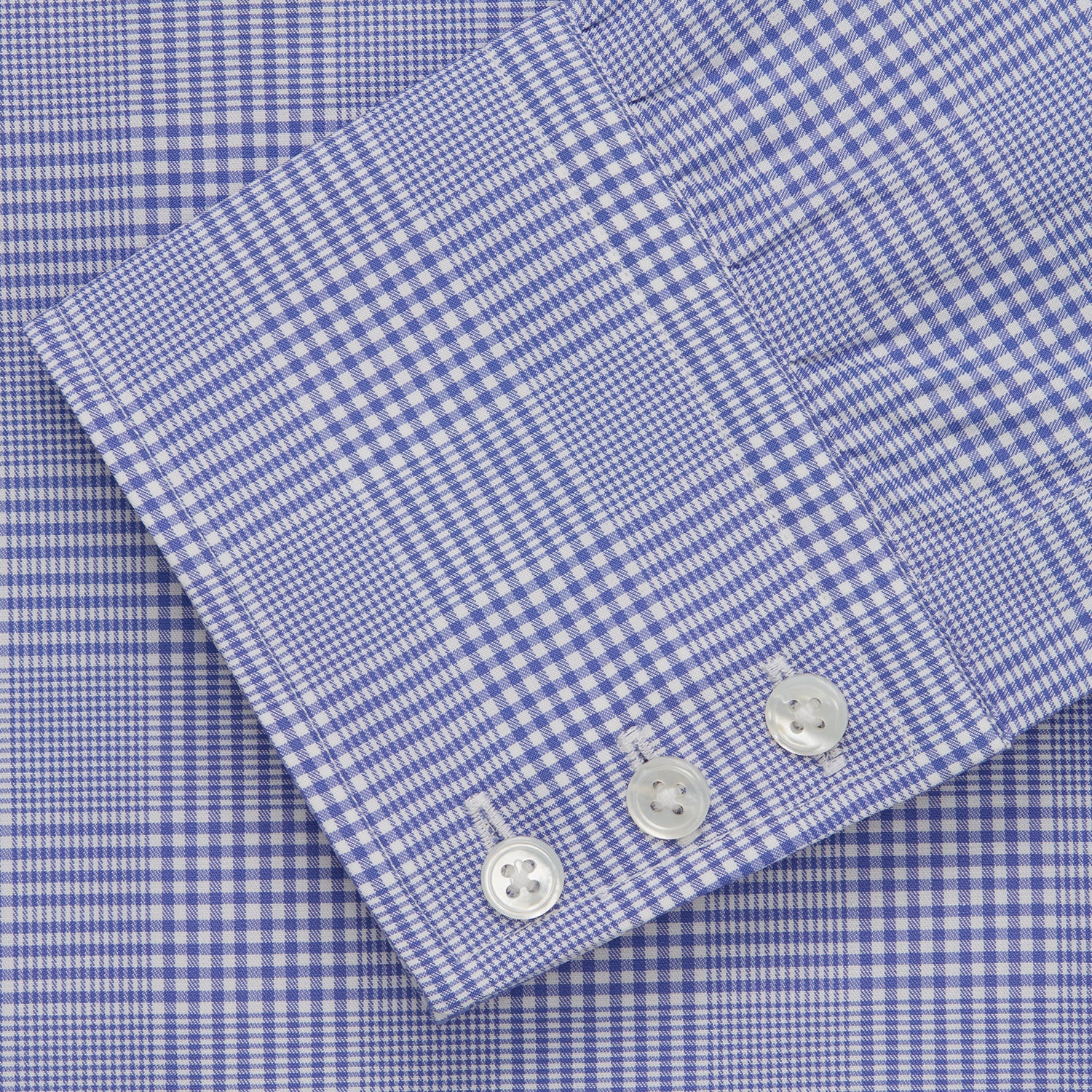 View 5 of product Blue Check Shirt with T&A Collar and 3-Button Cuffs