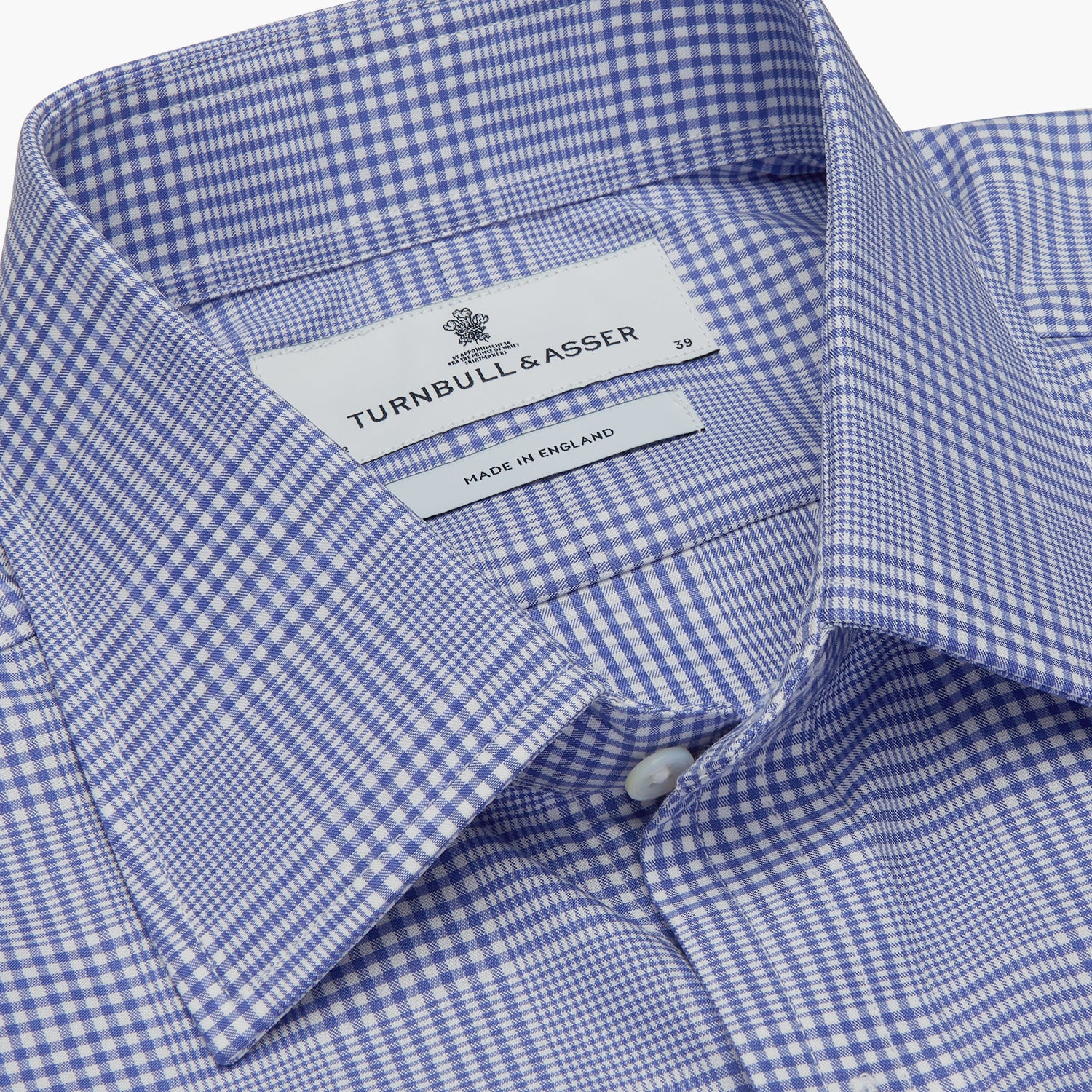 View 4 of product Blue Check Shirt with T&A Collar and 3-Button Cuffs