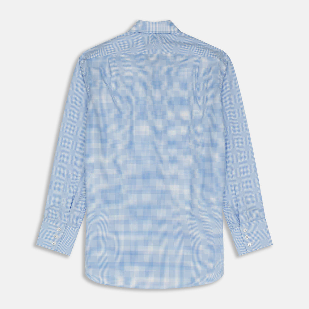 Pale Blue Check Shirt with T&A Collar and 3-Button Cuffs