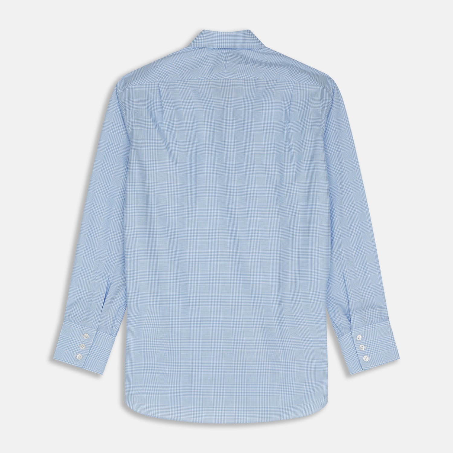 View 6 of product Pale Blue Check Shirt with T&A Collar and 3-Button Cuffs