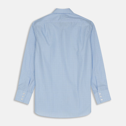 Pale Blue Check Shirt with T&A Collar and 3-Button Cuffs Image 5