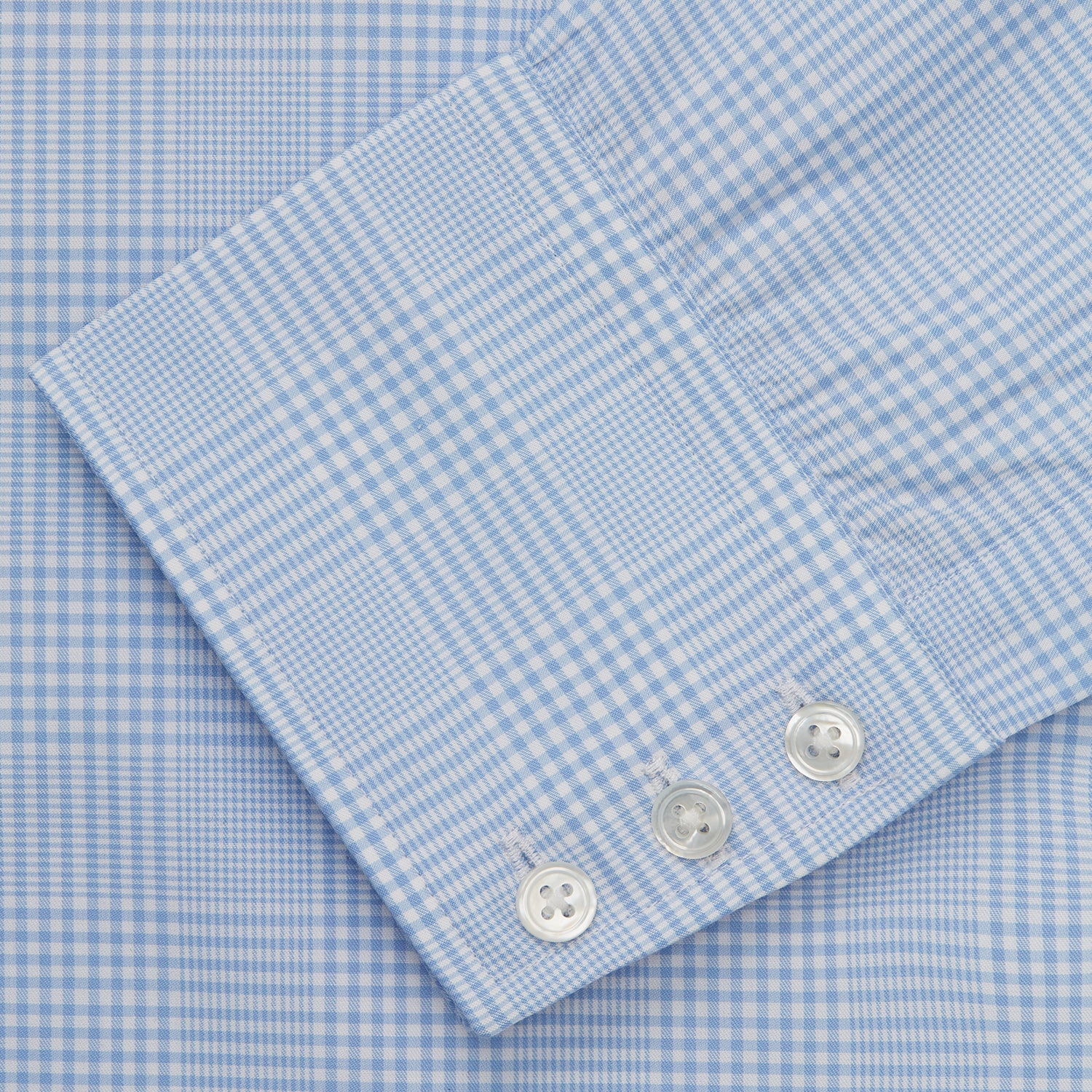 Pale Blue Check Shirt with T&A Collar and 3-Button Cuffs