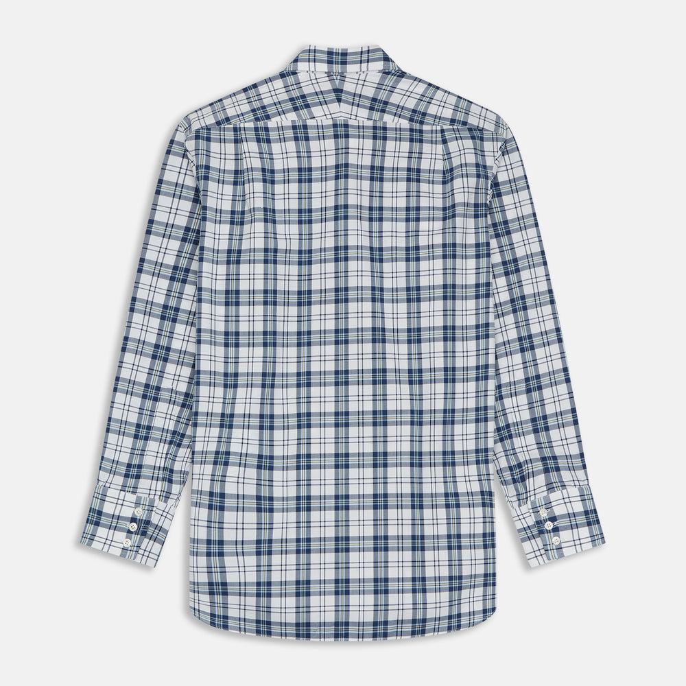 Blue Check Shirt with T&A Collar and 3-Button Cuffs