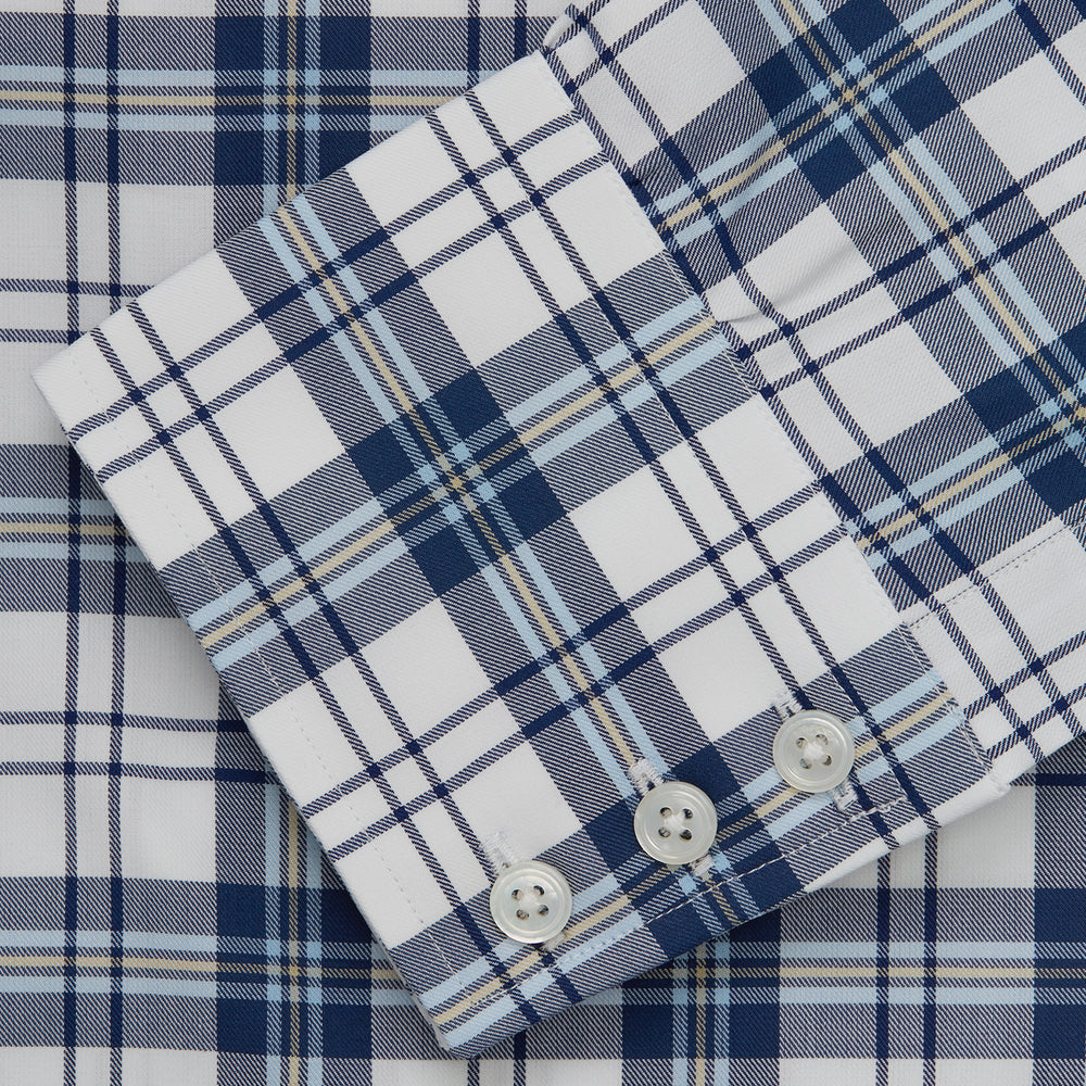 Blue Check Shirt with T&A Collar and 3-Button Cuffs