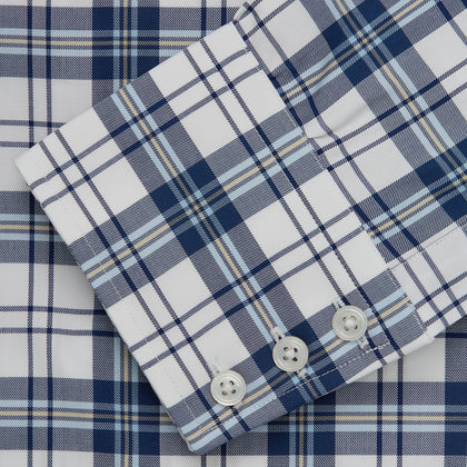 Blue Check Shirt with T&A Collar and 3-Button Cuffs Image 4