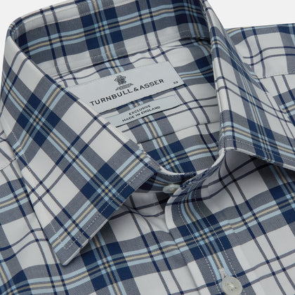 Blue Check Shirt with T&A Collar and 3-Button Cuffs Image 3