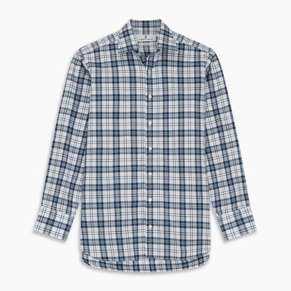 Blue Check Shirt with T&A Collar and 3-Button Cuffs Image 6