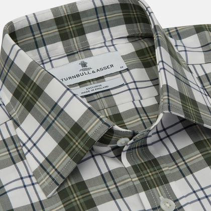 Green Check Shirt with T&A Collar and 3-Button Cuffs Image 3