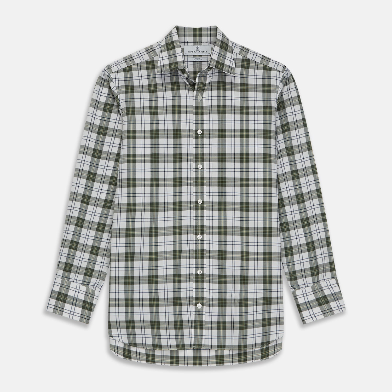 View 1 of product Green Check Shirt with T&A Collar and 3-Button Cuffs