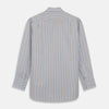 View 6 of product Blue and Brown Stripe Poplin Shirt with T&A Collar and Three-Button Cuffs