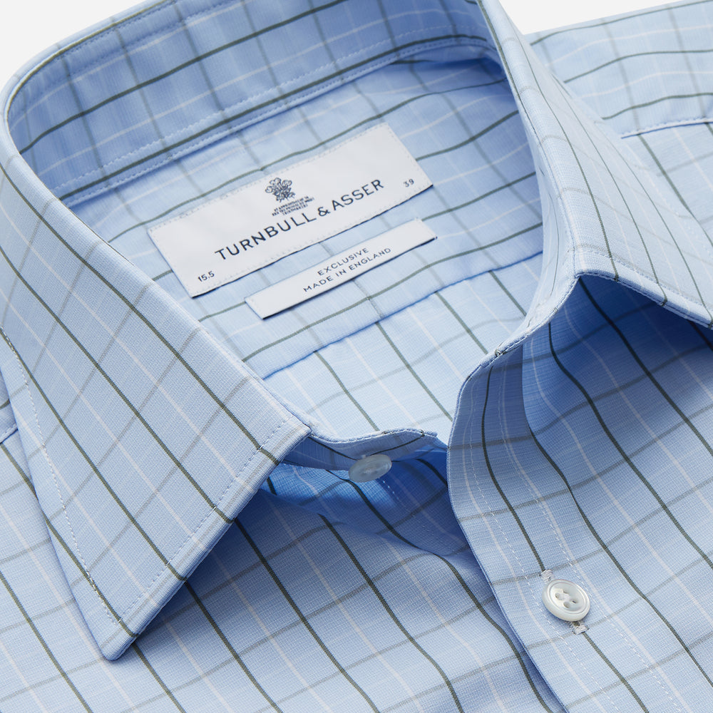 Green Graph Check Regular Fit Shirt with T&A Collar and 3-Button Cuffs