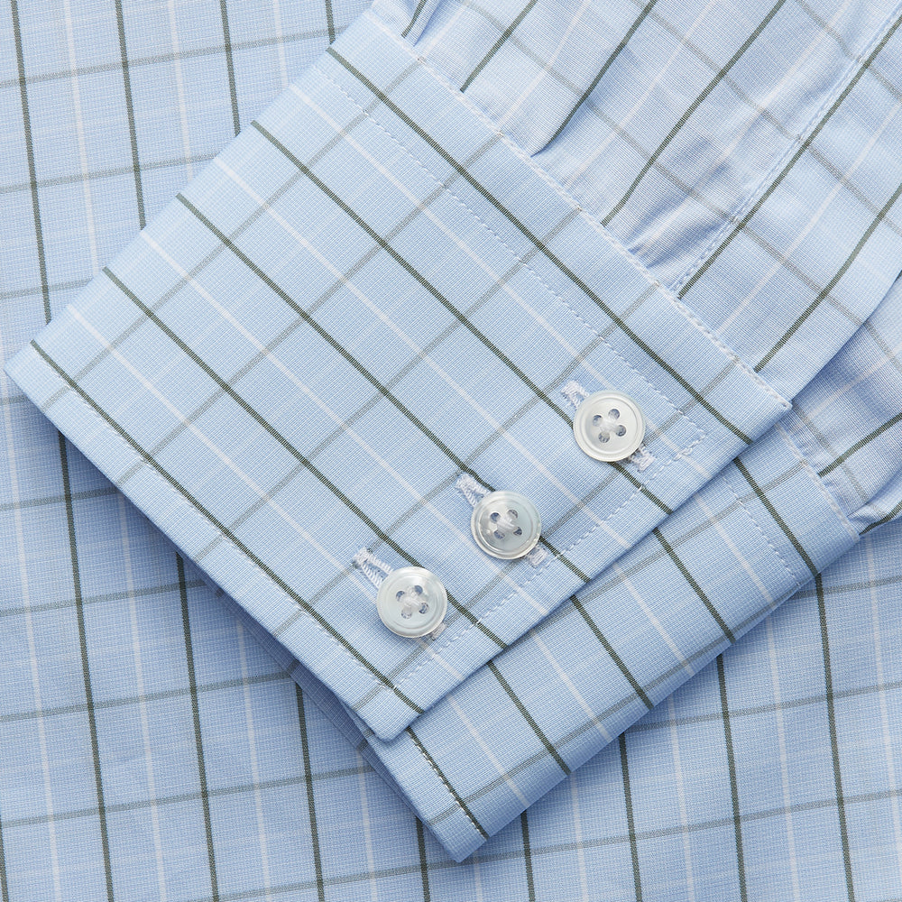 Green Graph Check Regular Fit Shirt with T&A Collar and 3-Button Cuffs