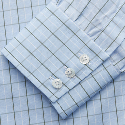 Green Graph Check Regular Fit Shirt with T&A Collar and 3-Button Cuffs Image 2