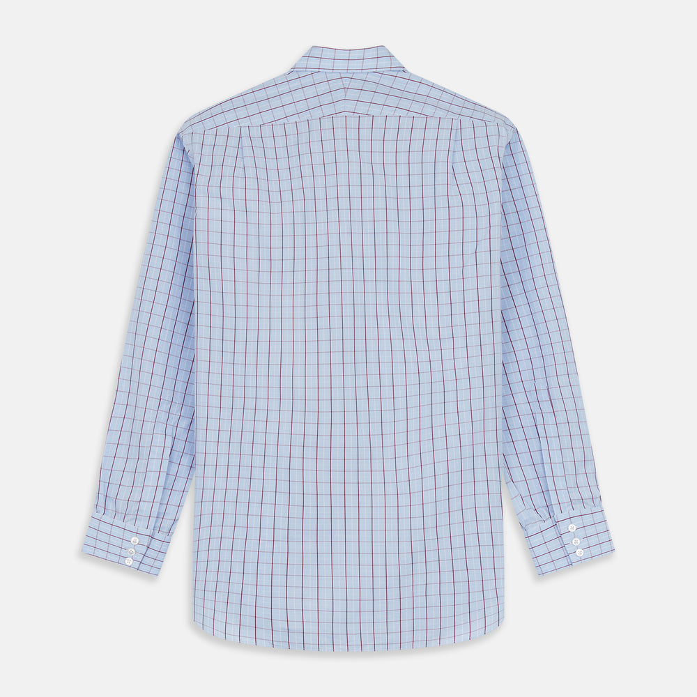 Burgundy Graph Check Regular Fit Shirt with T&A Collar and 3-Button Cuffs