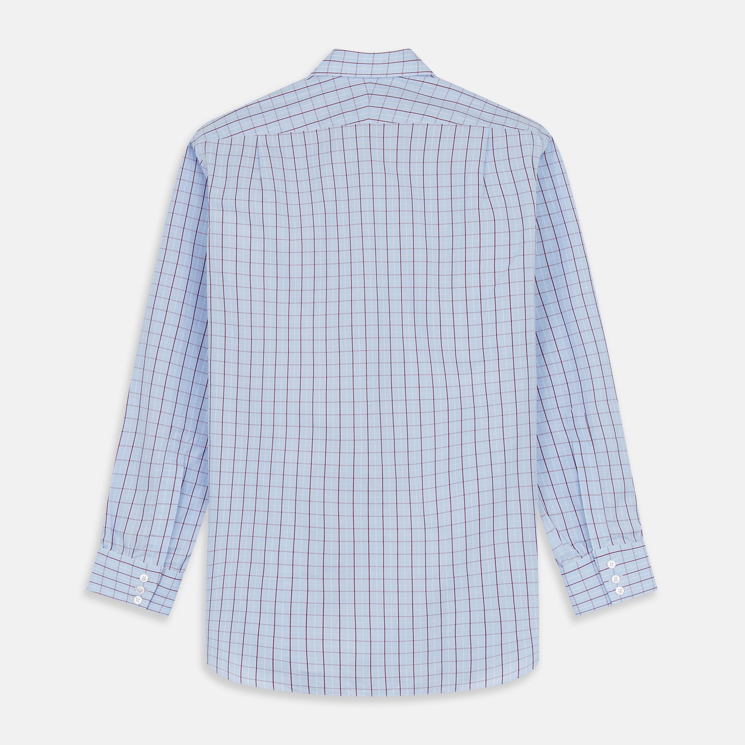 View 5 of product Burgundy Graph Check Regular Fit Shirt with T&A Collar and 3-Button Cuffs