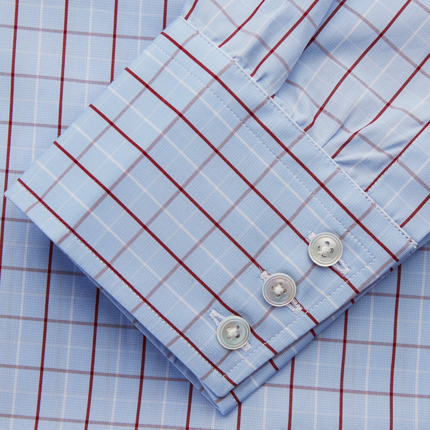 Burgundy Graph Check Regular Fit Shirt with T&A Collar and 3-Button Cuffs