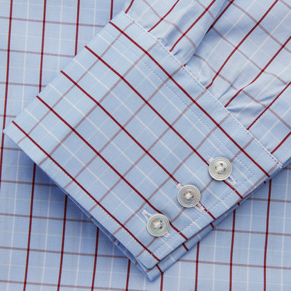 Burgundy Graph Check Regular Fit Shirt with T&A Collar and 3-Button Cuffs Image 2