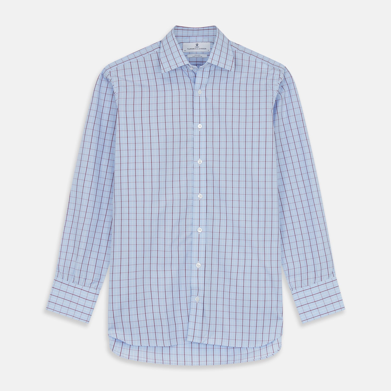 View 1 of product Burgundy Graph Check Regular Fit Shirt with T&A Collar and 3-Button Cuffs