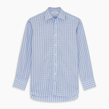 Burgundy Graph Check Regular Fit Shirt with T&A Collar and 3-Button Cuffs Image 5