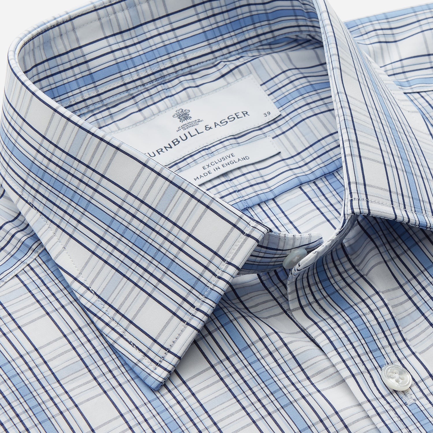 View 2 of product Tonal Blue Check Regular Fit Shirt with T&A Collar and 3-Button Cuffs