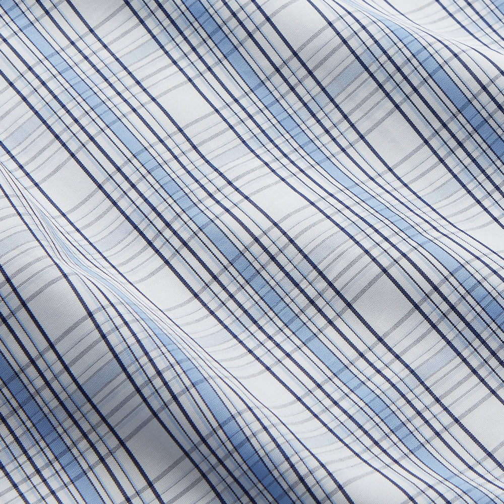 Tonal Blue Check Regular Fit Shirt with T&A Collar and 3-Button Cuffs