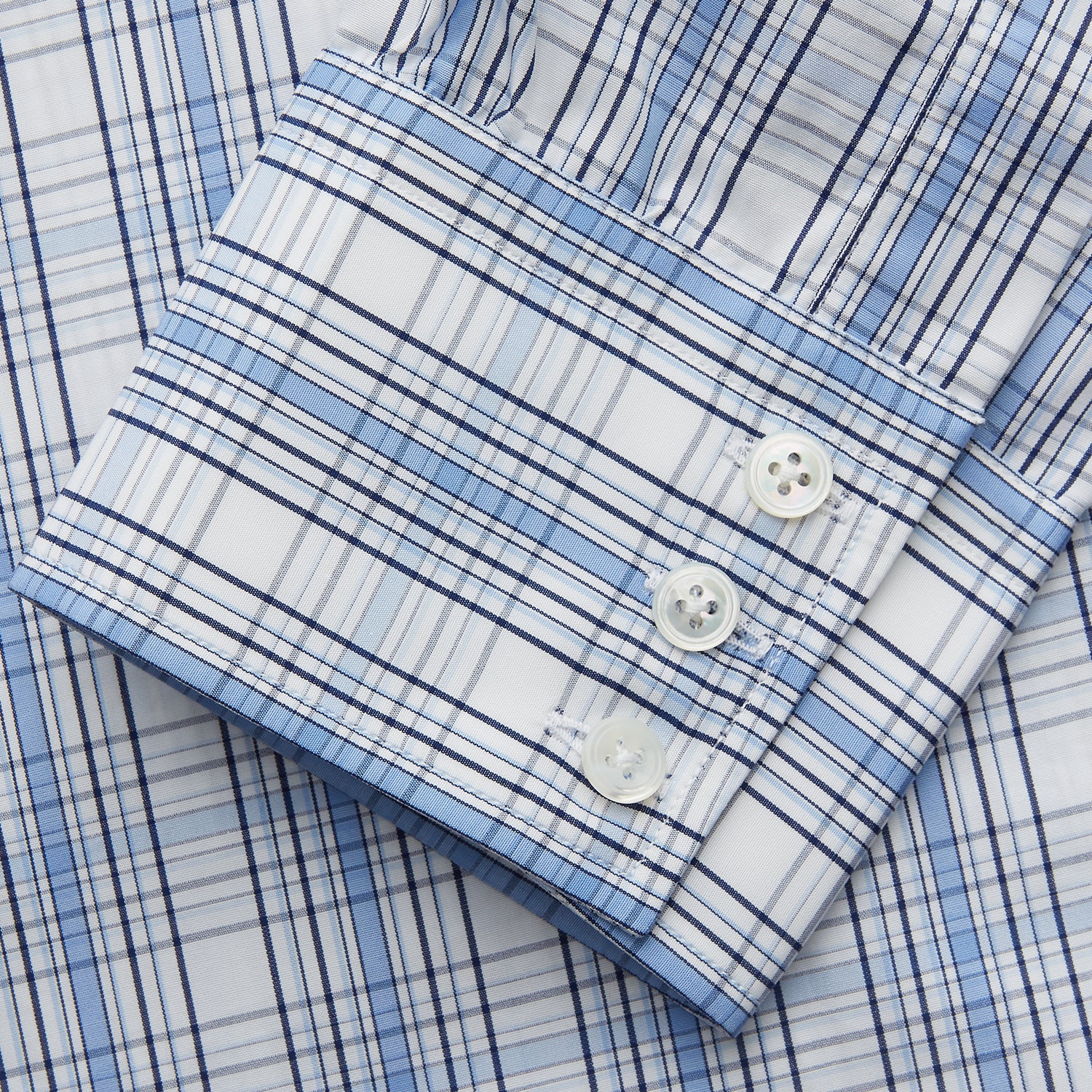 View 3 of product Tonal Blue Check Regular Fit Shirt with T&A Collar and 3-Button Cuffs