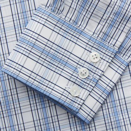 Tonal Blue Check Regular Fit Shirt with T&A Collar and 3-Button Cuffs Image 2