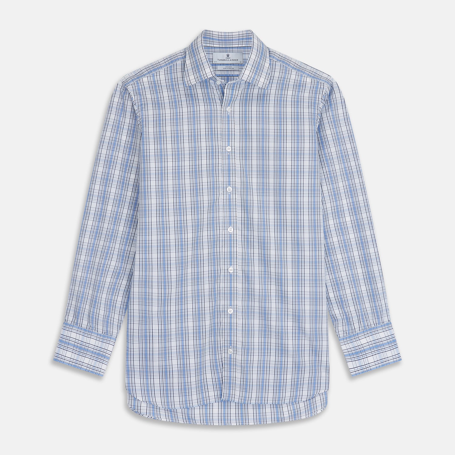 View 1 of product Tonal Blue Check Regular Fit Shirt with T&A Collar and 3-Button Cuffs