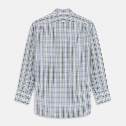 Tonal Green Check Regular Fit Shirt with T&A Collar and 3-Button Cuffs Image 4