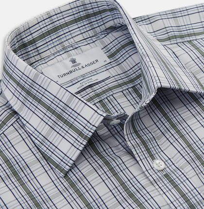 Tonal Green Check Regular Fit Shirt with T&A Collar and 3-Button Cuffs Image 1