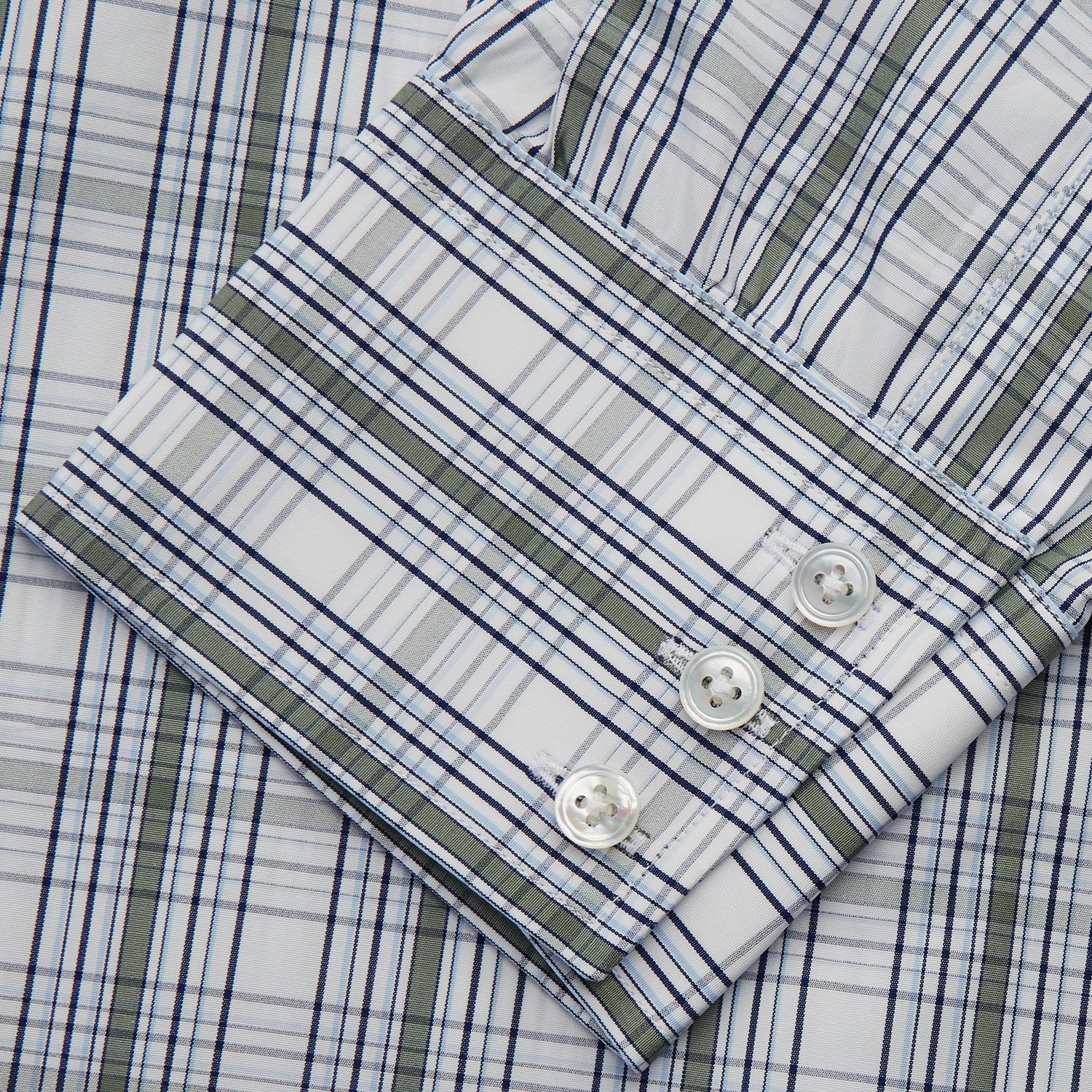 View 3 of product Tonal Green Check Regular Fit Shirt with T&A Collar and 3-Button Cuffs