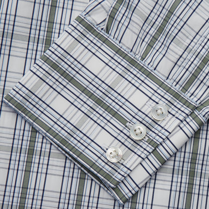 Tonal Green Check Regular Fit Shirt with T&A Collar and 3-Button Cuffs Image 2