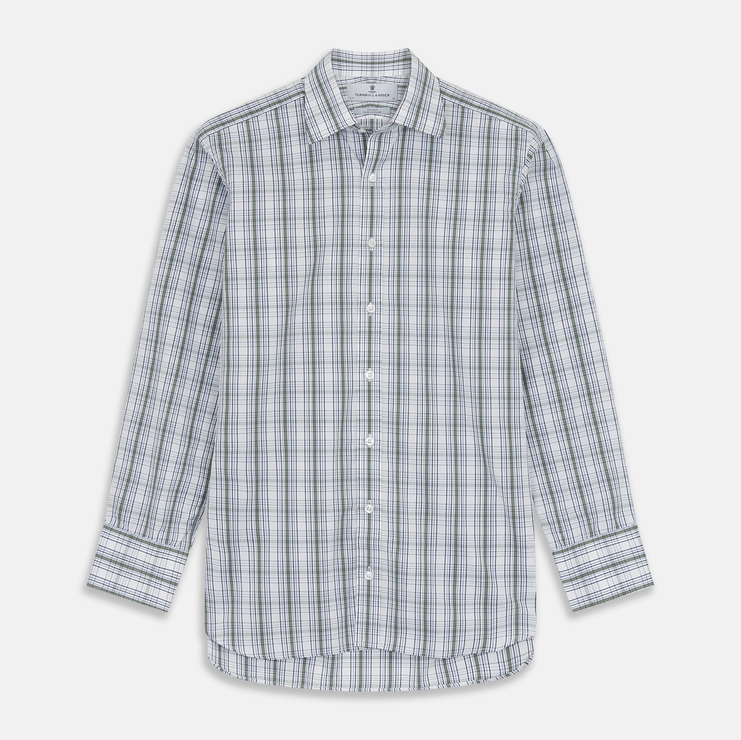 View 1 of product Tonal Green Check Regular Fit Shirt with T&A Collar and 3-Button Cuffs