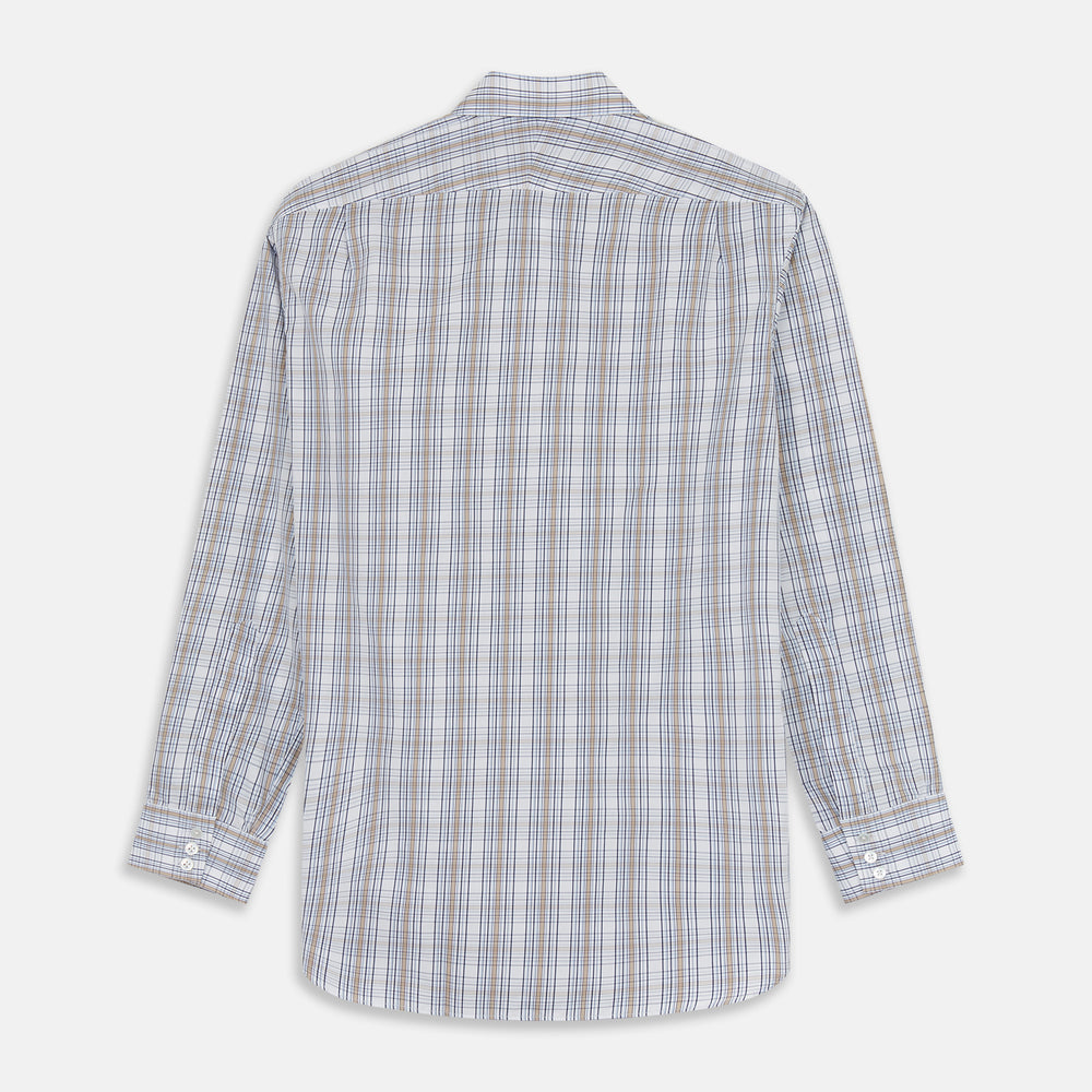 Tonal Beige Regular Fit Shirt with T&A Collar and 3-Button Cuffs