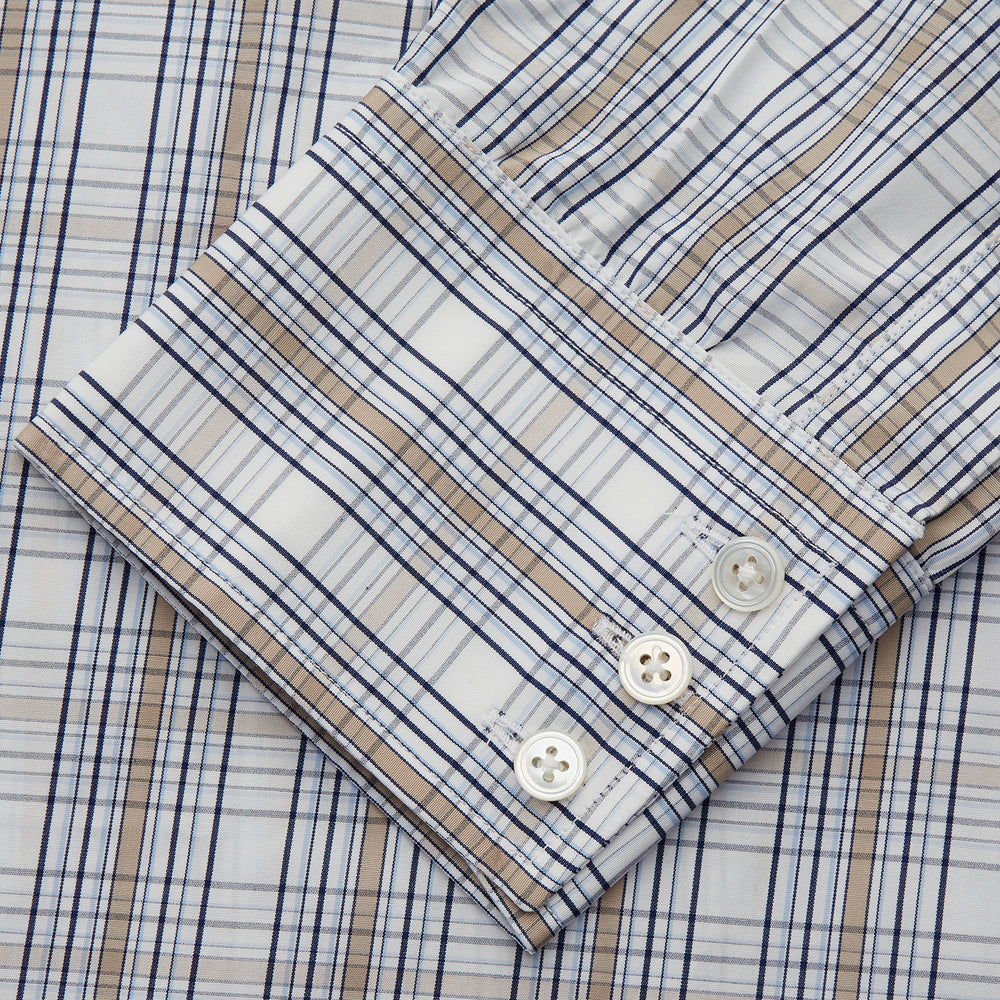 Tonal Beige Regular Fit Shirt with T&A Collar and 3-Button Cuffs